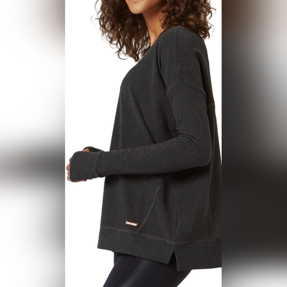 Sweaty Betty Luxe Simhasana Sweatshirt Black Marl Size Large - Picture 3 of 14